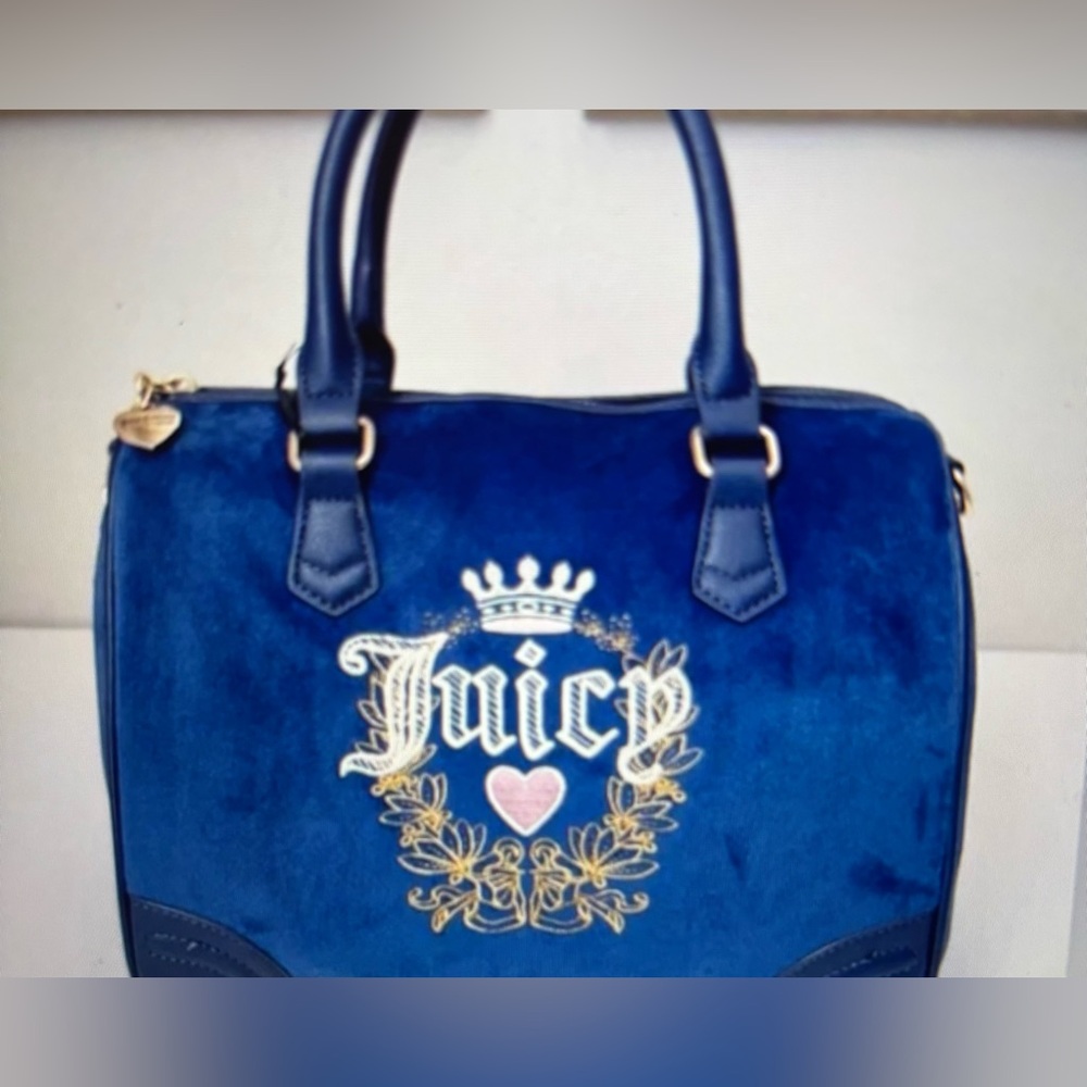 Juicy Couture Royal Blue heritage Satchel with Gold Accents - Picture 3 of 4